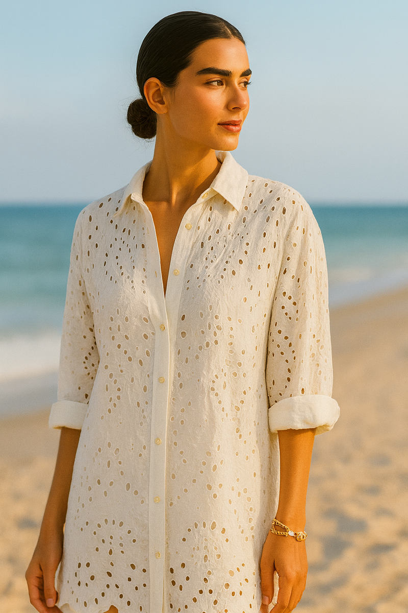 Broderie Anglaise Shirt Dress