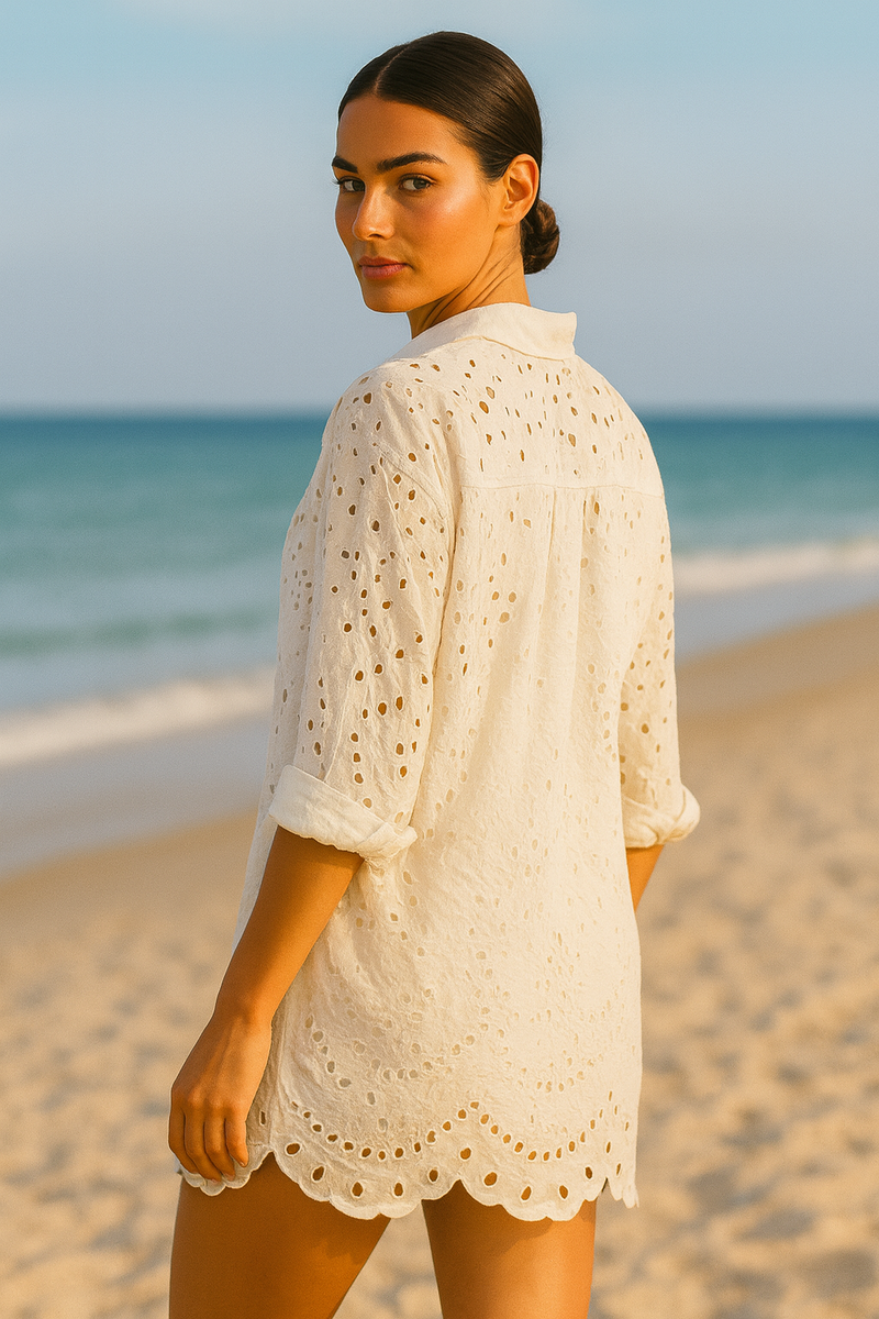 Broderie Anglaise Shirt Dress