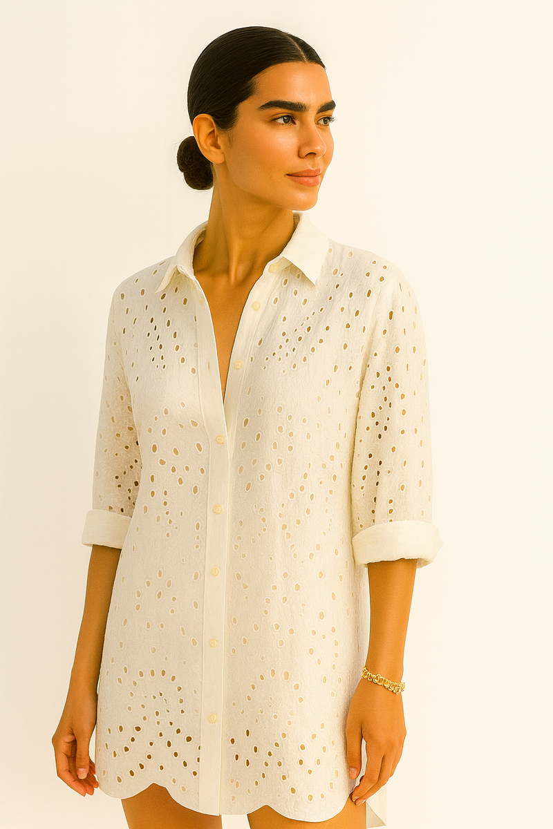Broderie Anglaise Shirt Dress