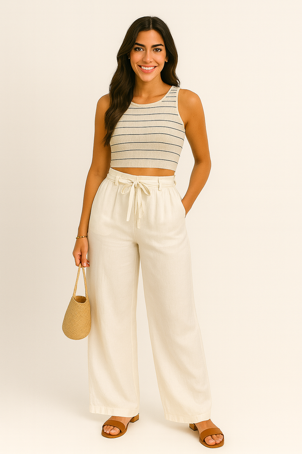 Calissea High-Waist Linen Palazzo Trousers